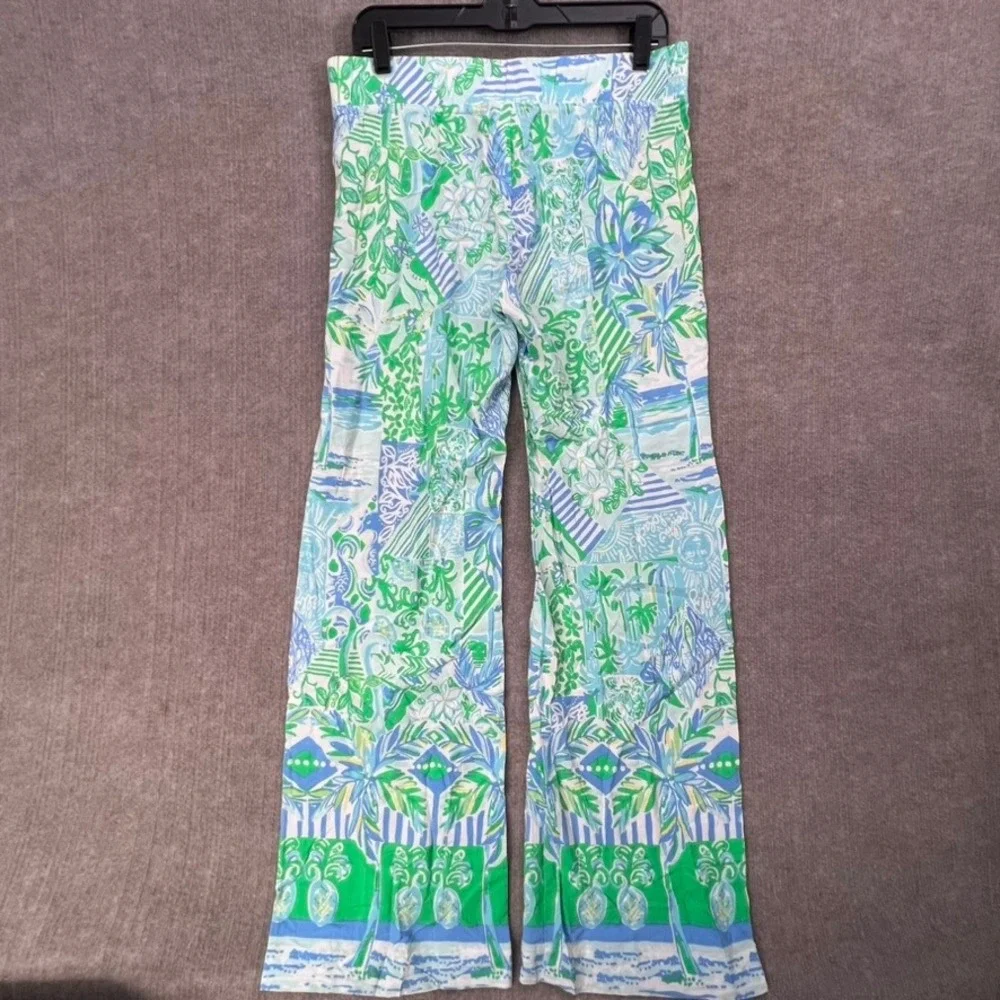 Lilly Pulitzer Palazzo Pants in Whisper Blue Beach Happy print - Picture 2 of 7